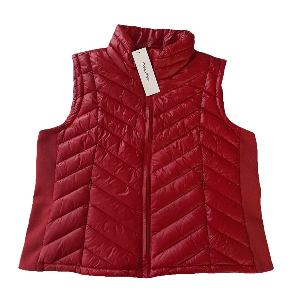 Calvin Klein Women’s Red Performance Vest Size XL Full Zip Stretch NWT Sporty